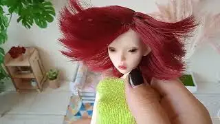 Popovy sisters doll wig, dark red short hair for 1:4 scale BJD doll cherry color hairstyle fashion