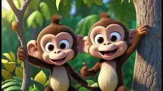 Cinco Macaquinhos Pulam no Galho de Pinhe | Can&ccedil;&atilde;o Infantil | Portuguese Nursery Rhyme | Kids Songs