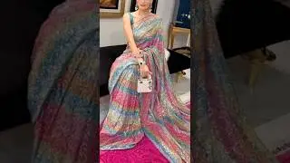&hearts;️💥✨Georgette Fancy saree/sequence hand work saree#slipperyVs sticky stairs#dreping