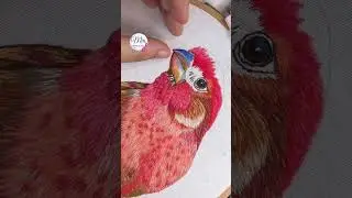 Thread painting bird 🐦 🍓❤️#embroidery  #birds  #pattern
