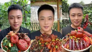 Yummy #36 Eat Meat 🍖🥓🫑🌶️🦑🍲, chicken 🍗🍗, Shrimp 🦐🦐.. #mukbang #eatingshow #yummy