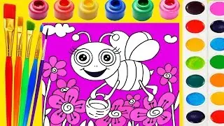 Bee Coloring Page for Kids to Learn to Color and Paint