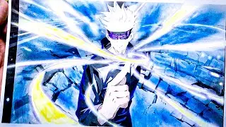 A Guide to Coloring Character Gojo Satoru Poster Casting a Special Move