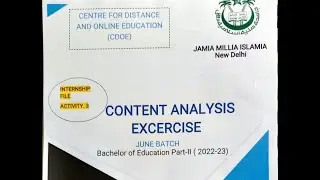 B.Ed ACTIVITY FILE CONTENT ANALYSIS EXCERCISE