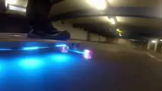 Longboard with Flare LED wheels and RGB LED bottom lighting