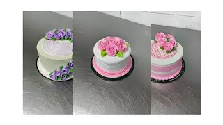 Light pink cake light yellow color cake design so beautiful