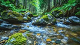Hidden Forest River Ambience &ndash; Soft Water Sounds & Birds in a Peaceful Green Forest