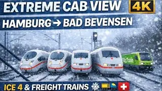 Snow Freight Run | Hamburg &rarr; Bad Bevensen ❄️ ICE 1, ICE 3, ICE 4, FlixTrain,  Metronom | Cab View 4K
