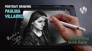 Portrait Drawing Paulina Villarreal (Drummer The Warning Rock Band), with realistic style.