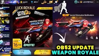 OB52 UPDATE NEXT WEAPON ROYALE 100%CONFIRM IN FREE FIRE || UPCOMING EVENTS 