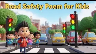 🚦 Road Safety Poem for Kids | Traffic Rules Song | Learn Safe Road Crossing 🚸#poem #cartoon #kids