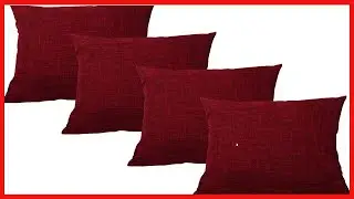 UNIAI 4 Pack Burlap Linen Throw Pillow Cover 16X16 Inch Home Decorative Square Pillow Covers