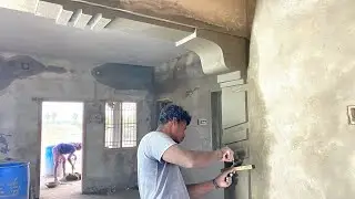 Plastering Techniques of Border_Living Hall Arch Pillar Border Design Perfect Plastering with cement