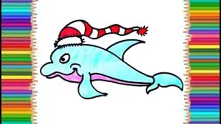 Learn how to draw Dolphin. Coloring pages for childrens | Learn colors for kids