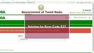 Solution for Error Code 527 - Tamil