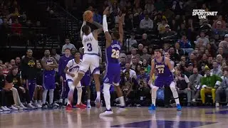 Keyonte George shoots a 3 and leans towards Hachimura, draws the foul late in the 4Q. Luka is upset