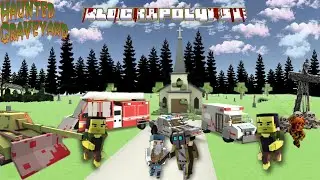 Emergency Vehicles moved in Cemetery to put down the Livjng Zombies BLOCKAPOLYPSE Zombie Shooter