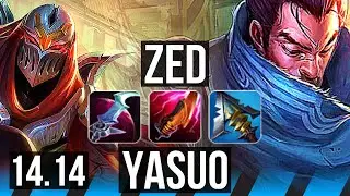 ZED vs YASUO (MID) | Legendary, 7 solo kills, 22/3/4, 47k DMG, Rank 9 Zed | TR Challenger | 14.14