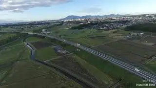 Mavic Air にInsta Evo 360 を組み合わせての車両追跡