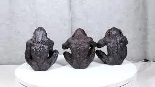 Forest Mythical See Hear Speak No Evil Sasquatch Big Foot Cryptid Apes Figurines