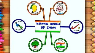 How to Draw National Symbols of India | National Symbols Drawing | Easy Drawing of National Symbols