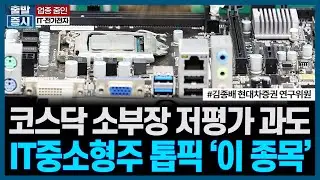 코스닥 소부장 저평가 과도, IT중소형주 톱픽 '이 종목'ㅣ#반도체 #소부장 #IT #전기전자
