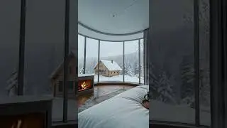 Ultimate Winter Relaxation Spot ❄️ Cozy Snowy Cabin Escape #shorts