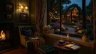 Cozy Reading Nook by the Fireplace | Peaceful Night Ambience with Crackling Fire Sounds