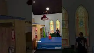She Jumped&hellip; and Landed on a Traffic Cone?! 😂🧡 #shorts #funnyvideo #gymfails