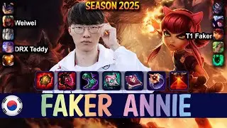 T1 Faker ANNIE vs GALIO Mid - Patch 25.15 KR Ranked | lolrec