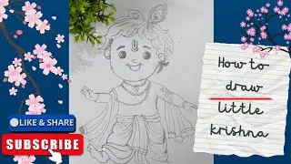 Cute krishna drawing|step by step drawing of little krishna|@Ruchithavarmagodasu 