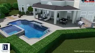 Frisco Pool and Raised Spa with Grilling Station and Outdoor Foutain Oasis Lounge Area