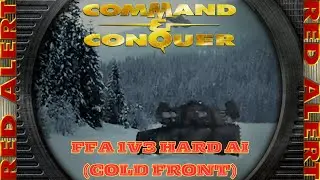 Command And Conquer Red Alert Skirmish FFA 1V3 Hard (Cold Front) RTS Allied Gameplay PC