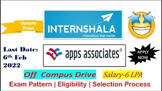 Apps Associates | 6 LPA | Additional ₹250 off along with 55% discount on all Internshala Trainings