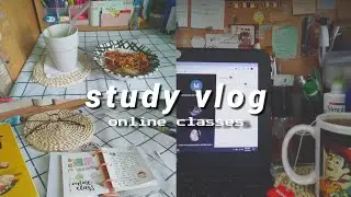 vlog : first week of online class , taking notes , my day , playing among us with friends