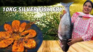 10 KG HUGE FISH MASALA FRY😱 || ಬಾಳೆ ಎಲೆ ಫಿಶ್ ಮಸಾಲಾ ಫ್ರೈ | Cooking  silver fish fry with Banana leaf|