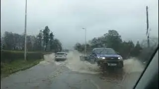 Road Trip Drive in Flooding On A94 Road On Winter History Visit To Perthshire Scotland