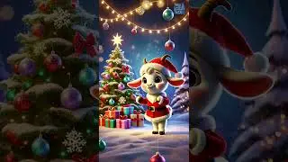 Farm animals dancing as santa clauses