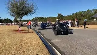 2025 - Motorcycle escort arriving at Jacksonville National Cemetery for Wreaths Across America Day