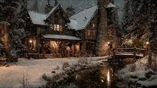 Peaceful Snowstorm Night Ambience with Soft Wind Blowing and Snowfall Sounds for Rest and Calm
