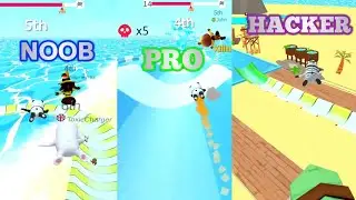 Aquapark.io Water Slide Gameplay on the Winter And Asia Map।&nbsp; Walkthrough part 02 ।