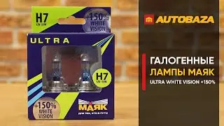 Мощные галогенные лампы с увеличенной светоотдачей. Лампы Маяк Ultra White Vision +150% H7.