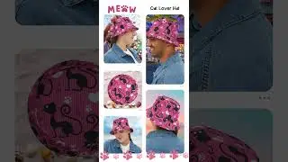 cat lover bucket hat pink cat hat funny black cats festival wear video
