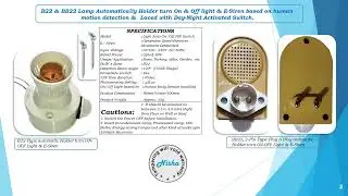 Automatic Bulb holder with inbuilt radar, motion sensor, day-night control function.