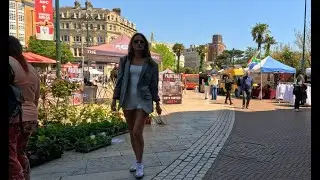 Wonderful Market day at Bournemouth Square and Gardens - 4K 60FPS UK Walking Tour