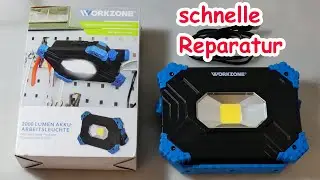 gelöst: Aldi LED-Arbeitsleuchte vollkommen tot! Nicht mal Aufladen geht. Einfache Reparatur: Reset