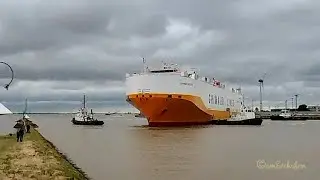 Zeitraffer Autotransporter GRANDE ANVERSA timelapse inbound Emden car carrier Emden IBHA IMO 9287417