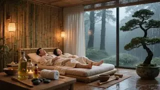 Soft Rain Outside the Bedroom with Piano for Calm and Intimate Rest