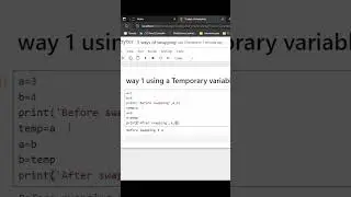 Swapping the two variables using temporary variables in python | #python #shorts