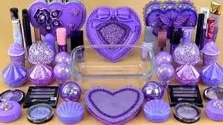 LAVENDER💜💜💜 SLIME Mixing makeup and glitter into Clear Slime Satisfying, Slime Videos city 💜💜💜